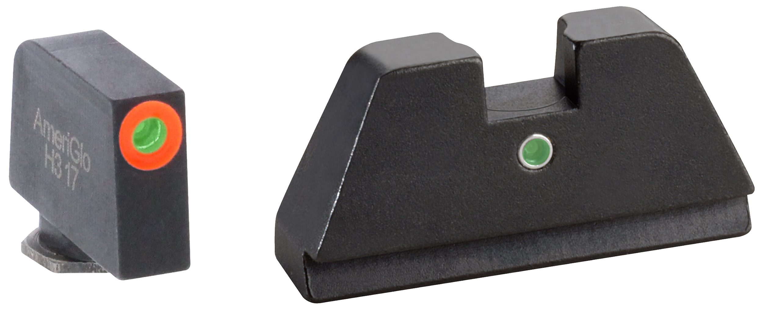 AmeriGlo Gl291 Optic Glock Sight Set Front GreenTritium Orange Rear iDot Green