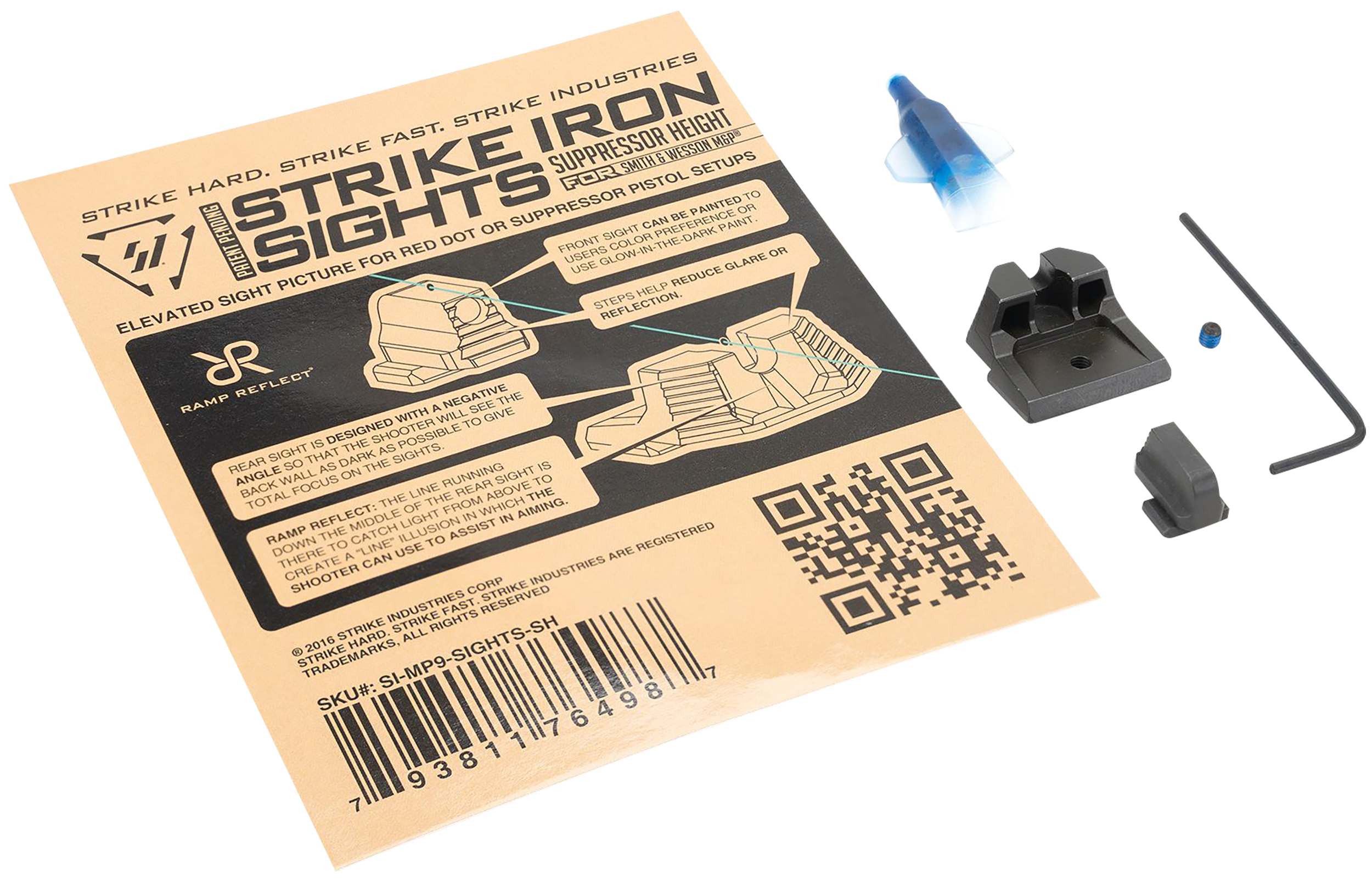 Strike Industries MP9SIGHTSSH Iron Sights Suppressor Height Smith & Wesson M&P M2.0