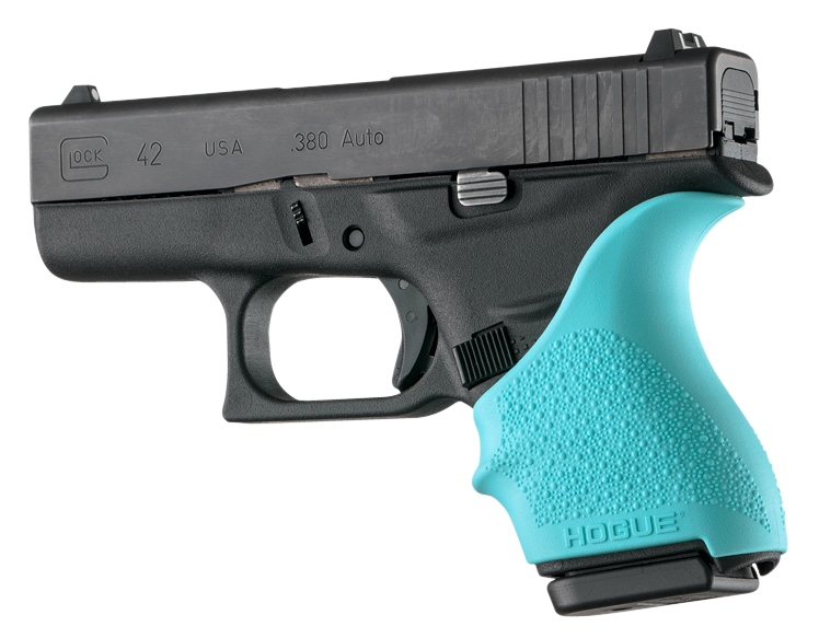 Hogue HandAll Beavertail Grip Sleeve for Glock 42/43 Textured Aqua Blue Rubber