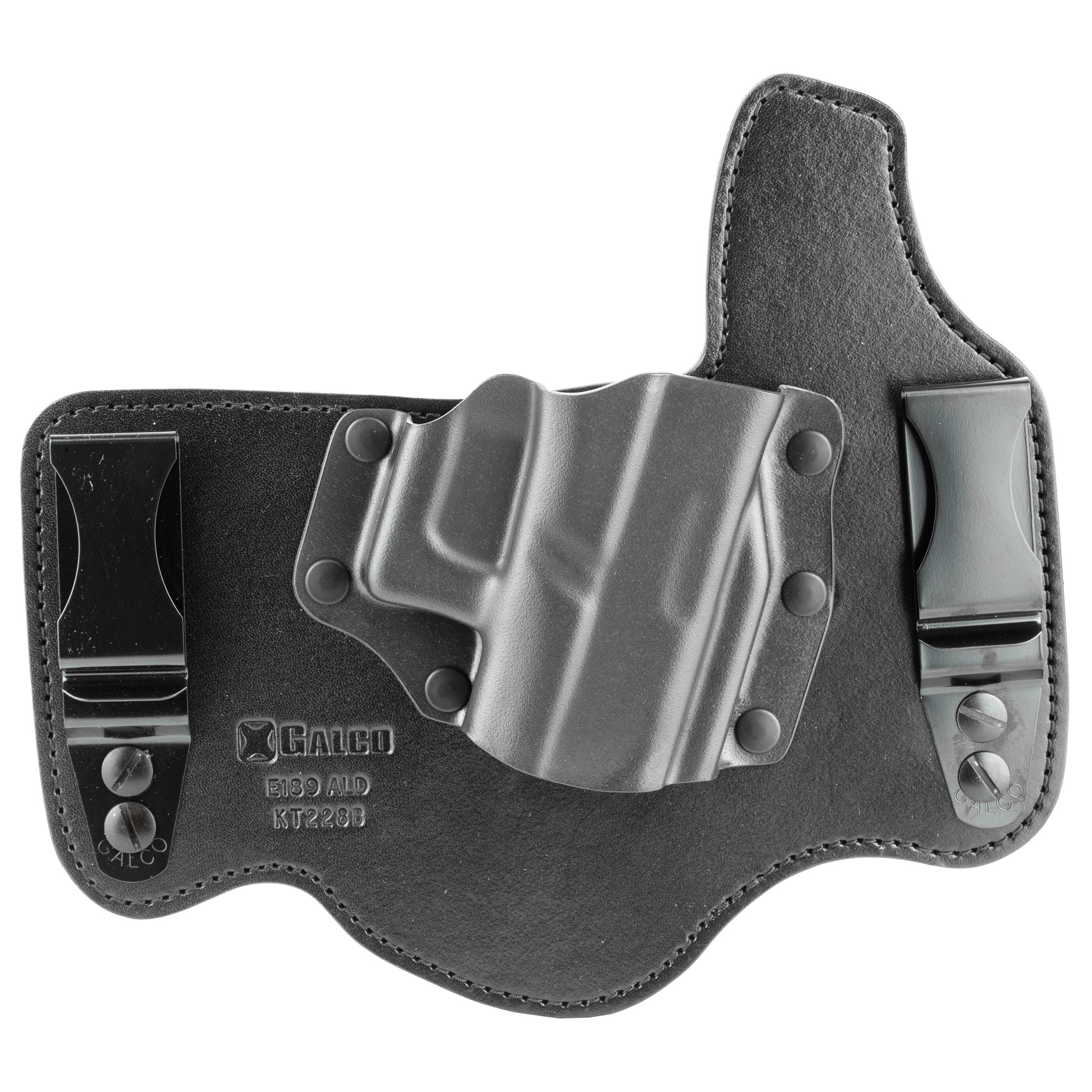 Galco KT228B KingTuk Deluxe IWB Black Kydex/Leather Compatible w/Glock 20/21/29/30 UniClip Mount Right Hand