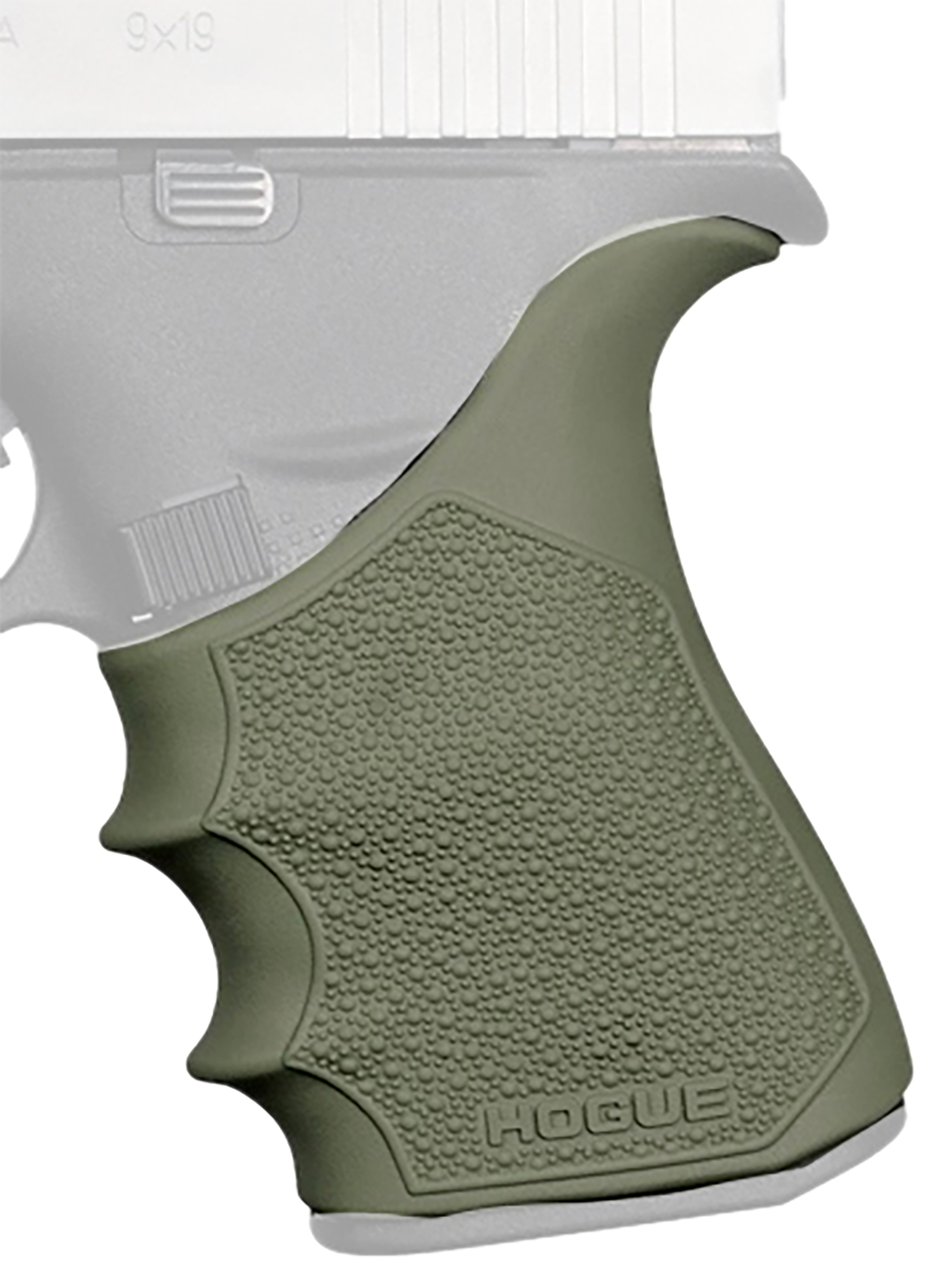 Hogue Handall Beavertail Grip Sleeve OD Green Rubber for Handguns