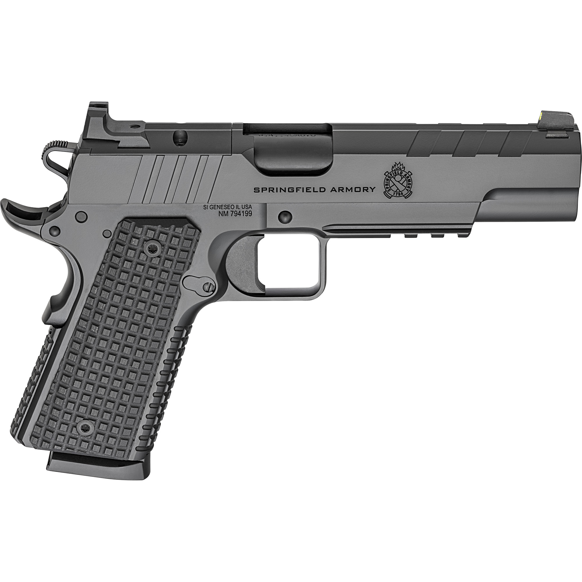Springfield Armory PX9230LAOS 1911 Emissary 45 ACP 8+1 5" Stainless Steel Barrel Optic Ready Black Carbon Steel Slide VZ Grips Thin-Line G10 Grip