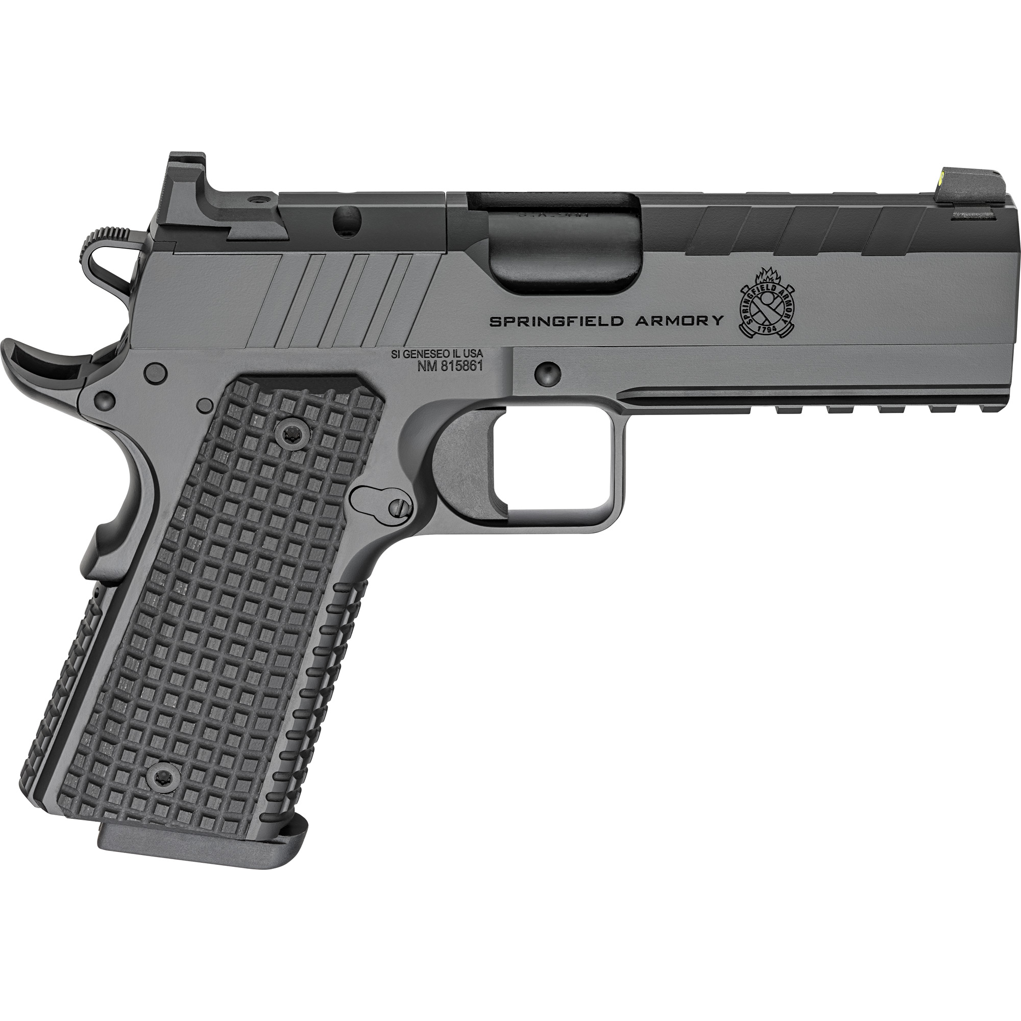 Springfield Armory PX9227LAOS 1911 Emissary 9mm 9+1 4.25" Stainless Steel Barrel Optic Ready Black Carbon Steel Slide VZ Grips Thin-Line G10 Grip