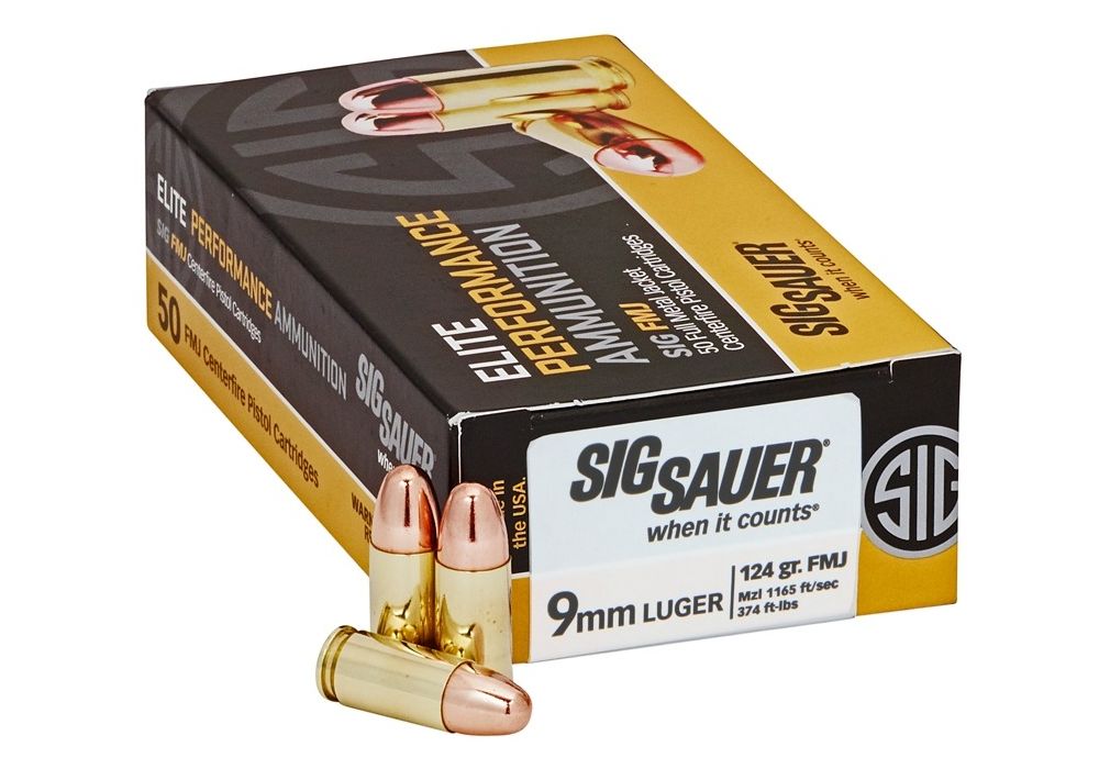 Sig Sauer Elite Ball 9mm Luger Full Metal Jacket 124 Grain 50 Rounds