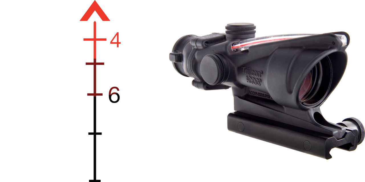 Trijicon 100215 ACOG  Black Hardcoat Anodized 4x32mm Illuminated Red Chevron .223/5.56 BDC Reticle