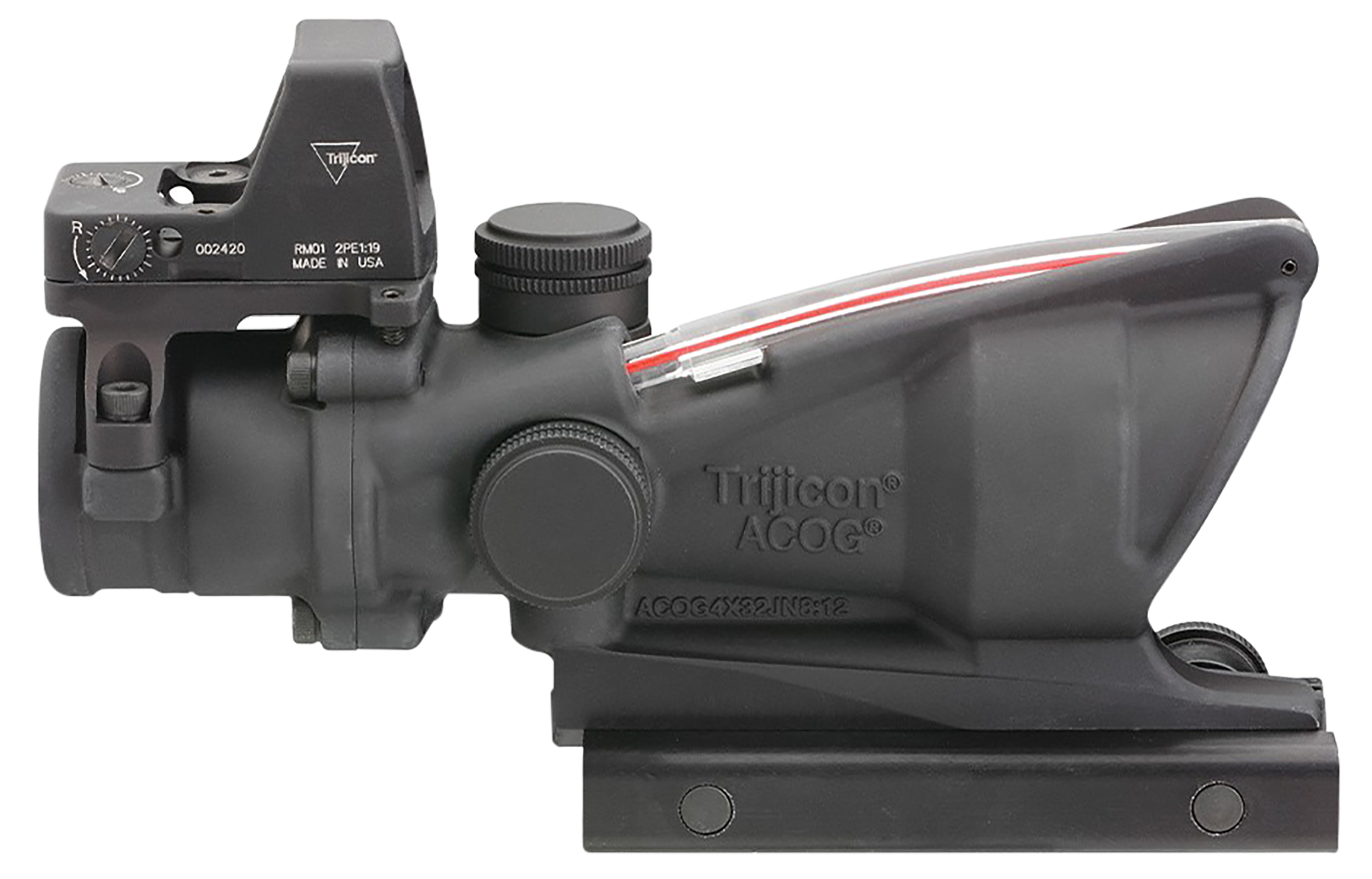 Trijicon ACOG Combo 4x32 Illuminated Red Crosshair 223 BDC Reticle 1 Inch Mount