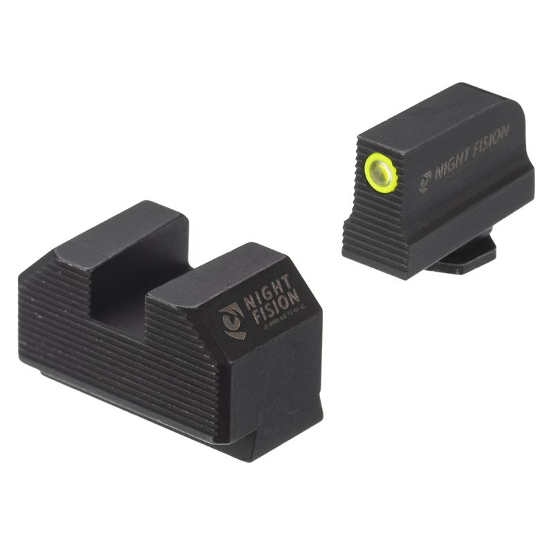 Night Fision Optics Ready Stealth Sights Glock 43x MOS Yellow Front Black Back