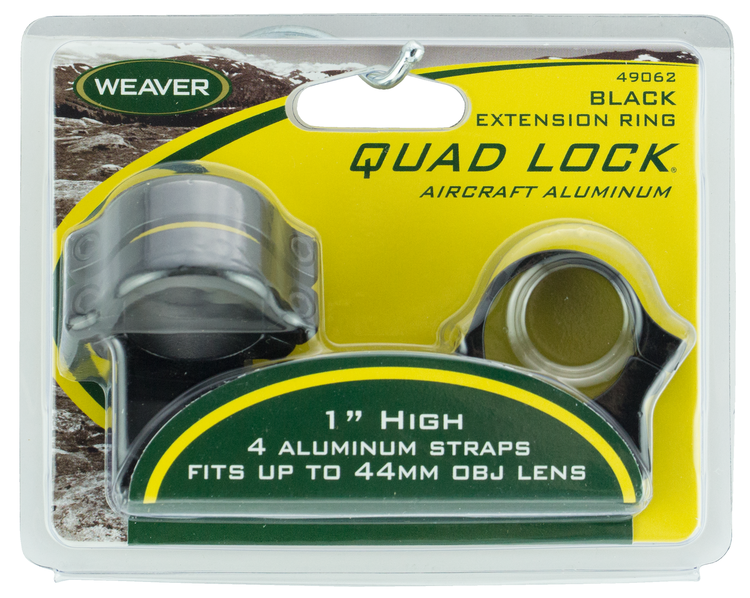 Weaver Quad Lock Detachable Rings 1 Inch High Extended Aluminum Scope Mount