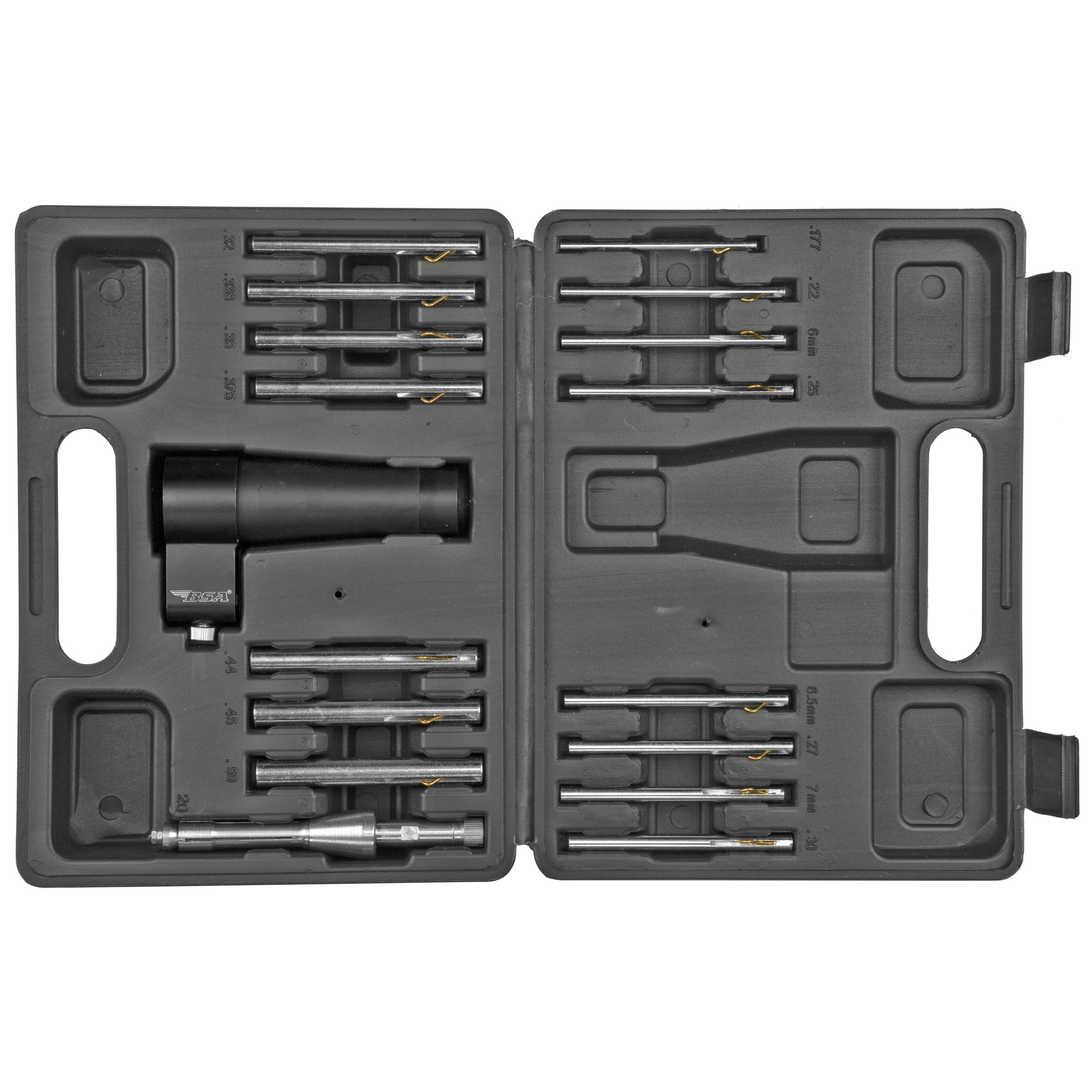 BSA Optics Bore Sight Kit Adj Arbor for 177-50 Cal and 12/20/28 Gauge Scope Mounts