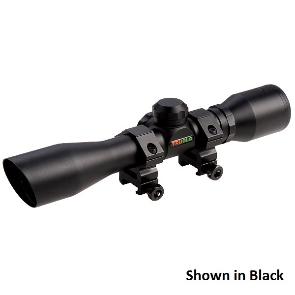 Truglo 4x32mm Compact Crossbow Scope with Weaver Rings Trajectory Reticle