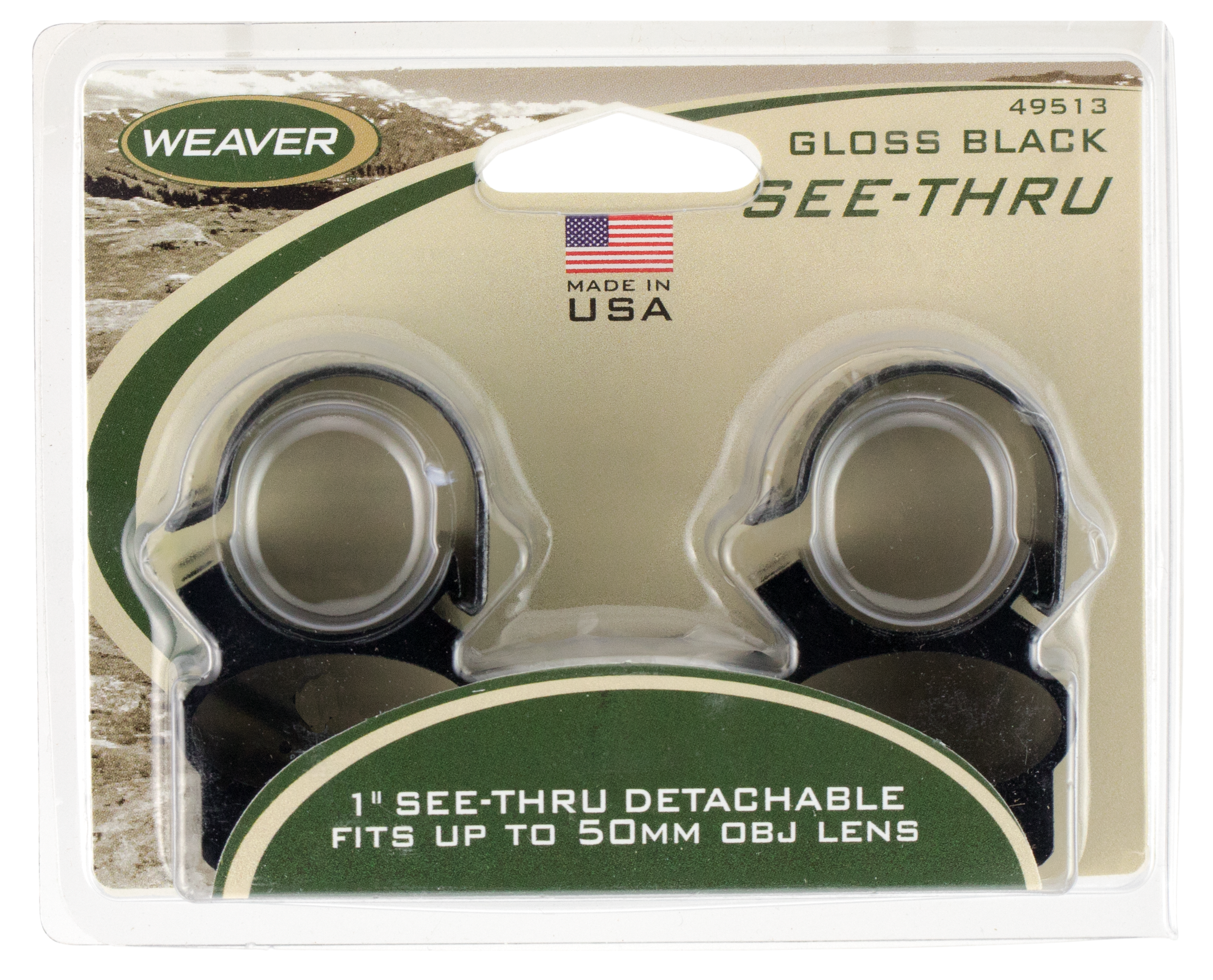 Weaver Detachable SeeThru Rings 1 Inch Aluminum Saddle Steel Strap