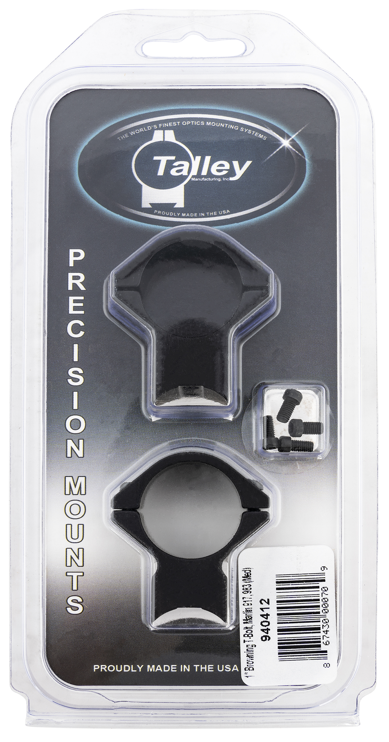 Talley Manufacturing Browning T-Bolt 1in Scope Mount Ring Combo Medium 0 MOA Aluminum