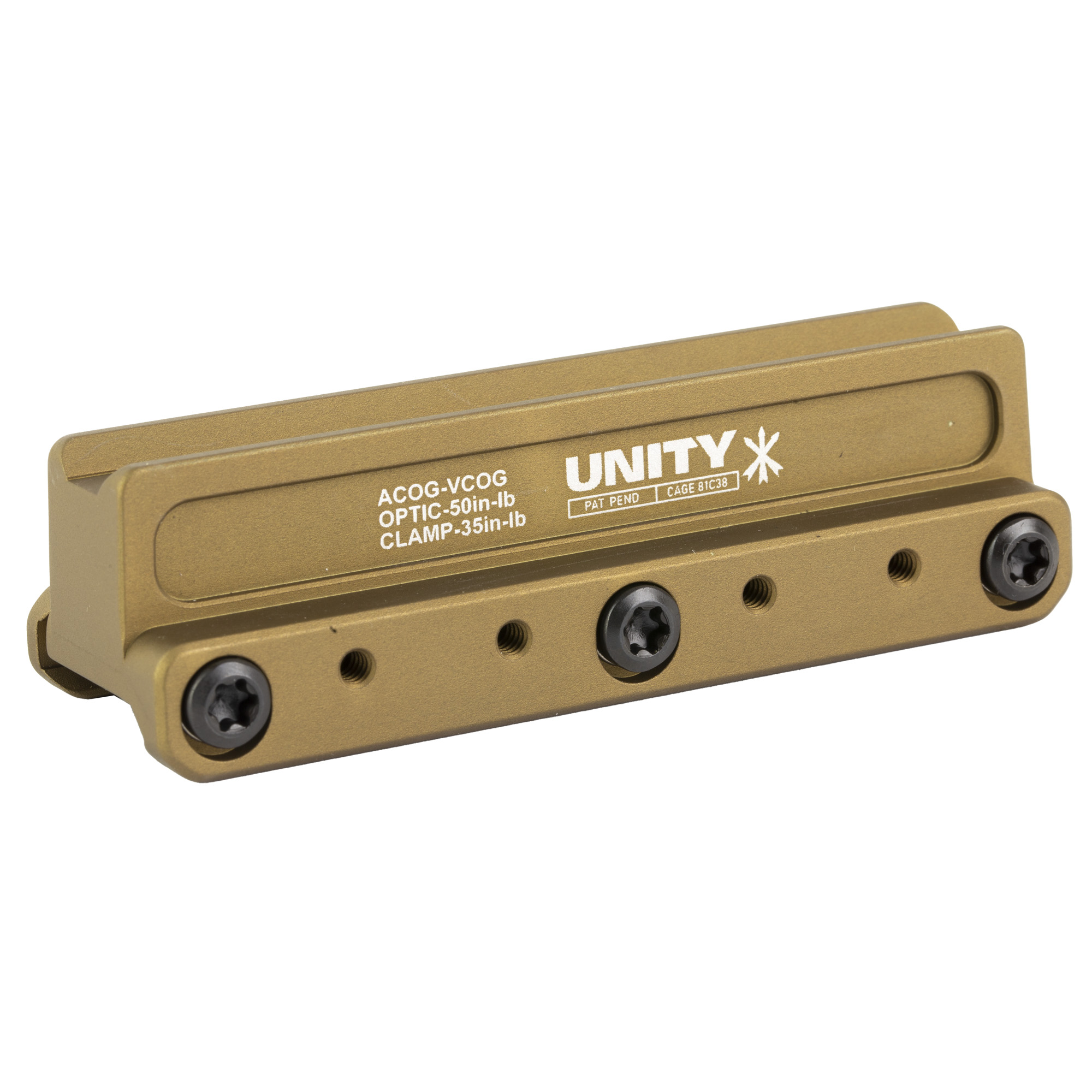 Unity Tactical FAST COG FDE Red Dot Mount 2.05in Optical Height Acog Vcog Compatible FlatDarkEarth