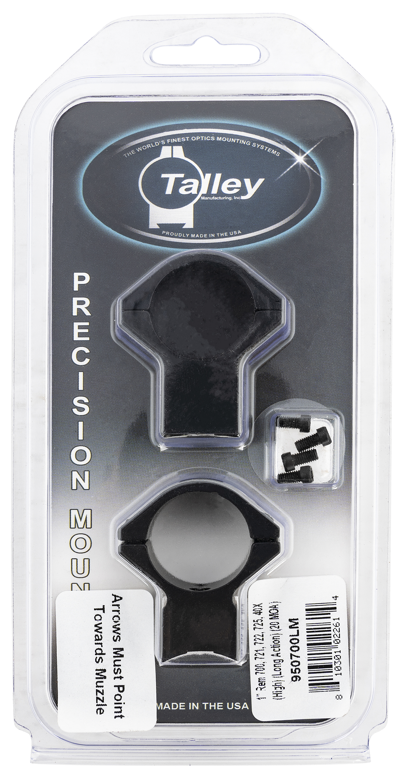 Talley Manufacturing Remington 700 Scope Mount Ring Combo 1 Inch High 20 MOA