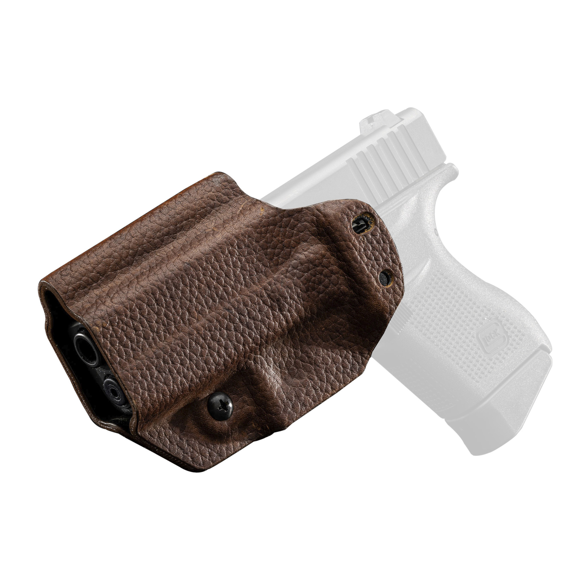 Mission First Tactical Leather Hybrid IWB/OWB Holster for Glock 43/43x Brown Ambi