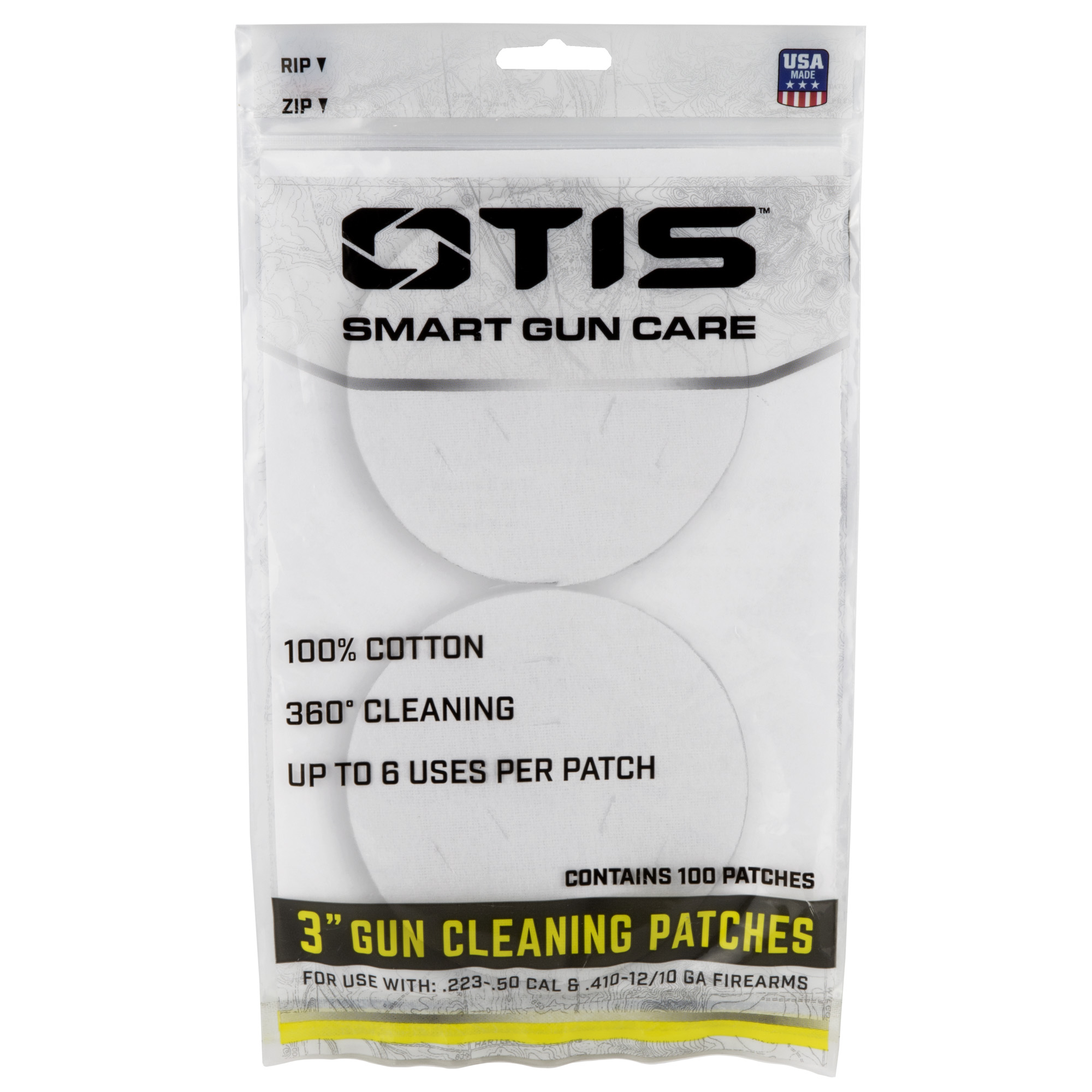 Otis FG919100 All Caliber Cleaning Patches Multi-Caliber 3" Cotton 100 Per Pkg