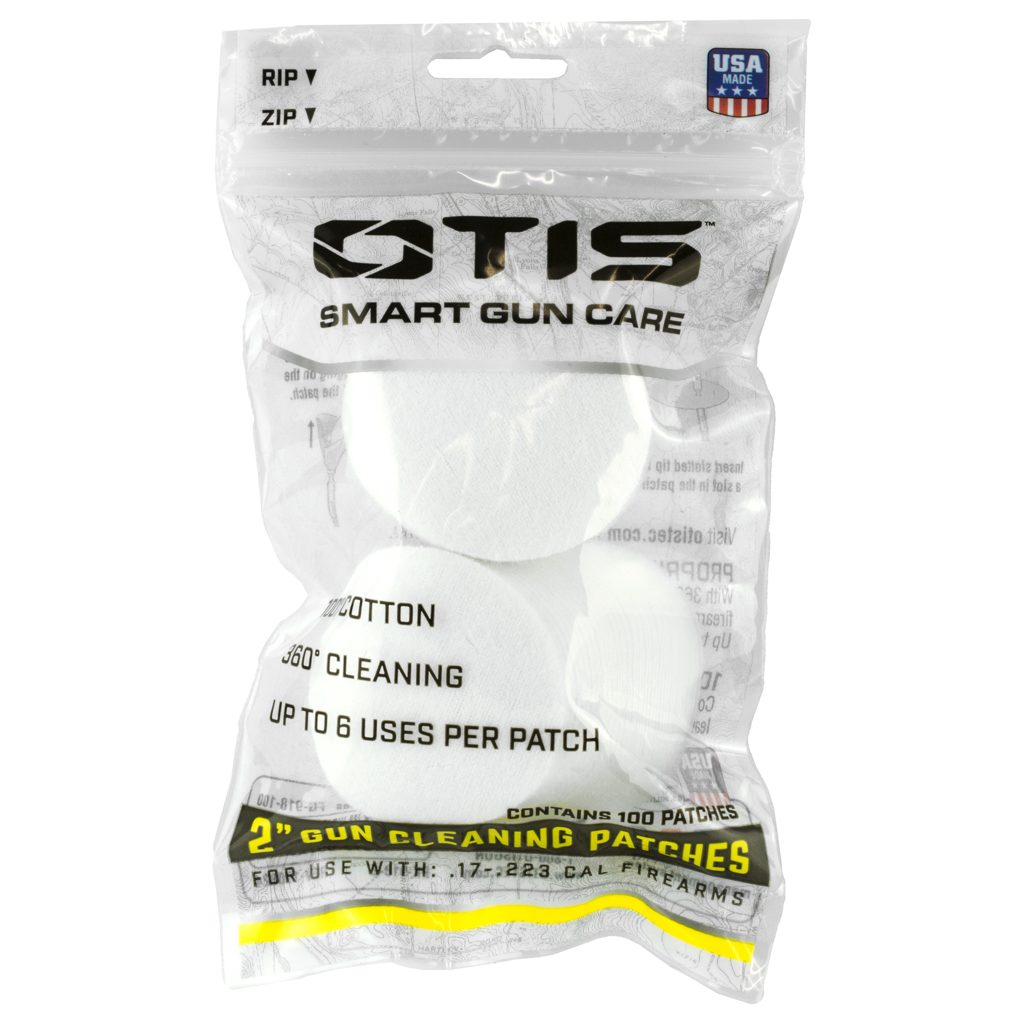 Otis FG918100 Small Caliber Cleaning Patches 17-22 Cal Rimfire Pistol/Rifle Cotton Pkg of 100