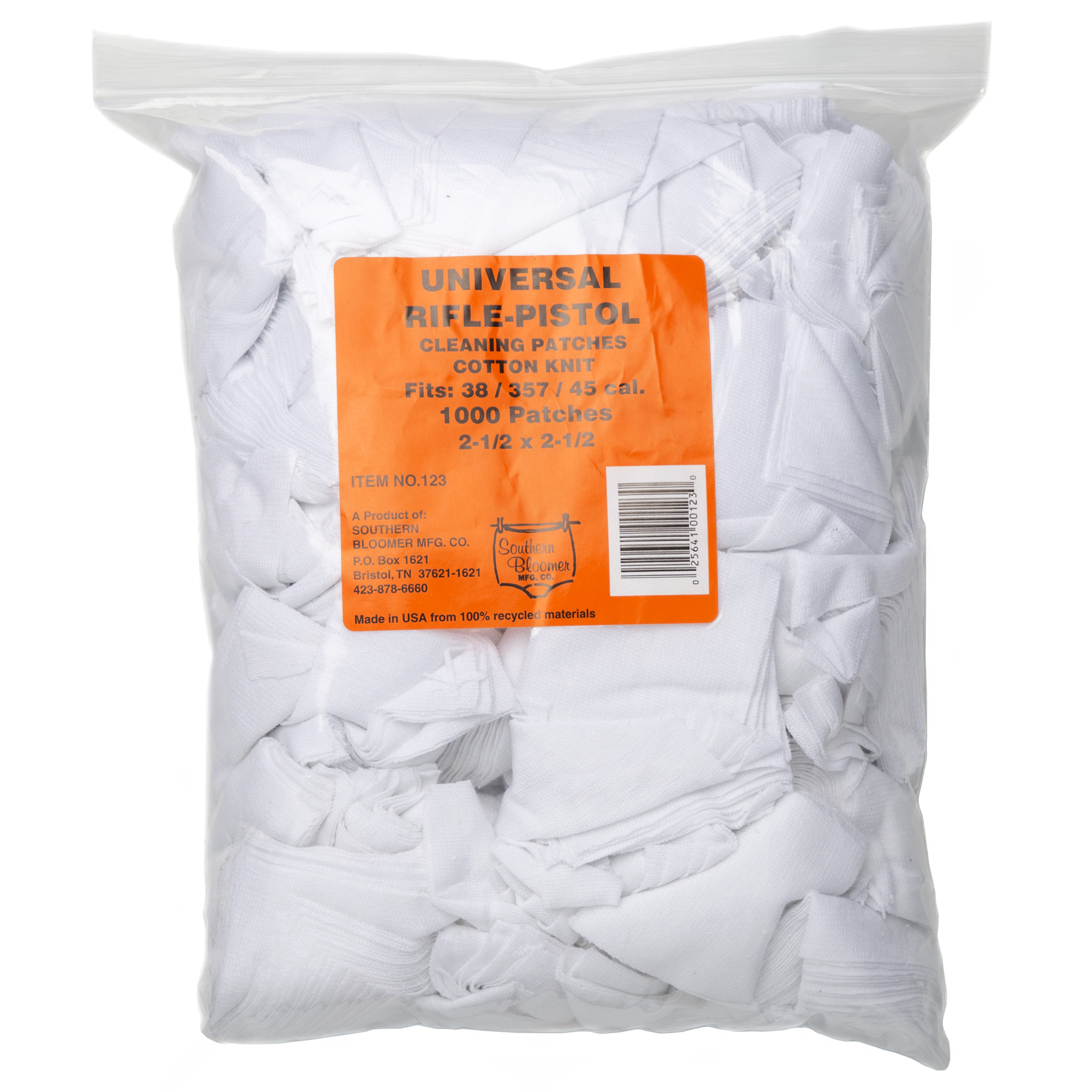 Southern Bloomer 123 Cleaning Patches  Multi-Caliber Cotton 1000 Per Bag