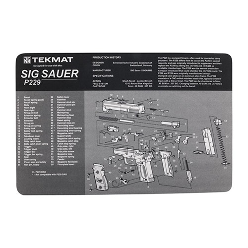 TekMat TEKR17SIGP229 Sig Sauer P229 Cleaning Mat Sig P229 Parts Diagram 11" x 17"