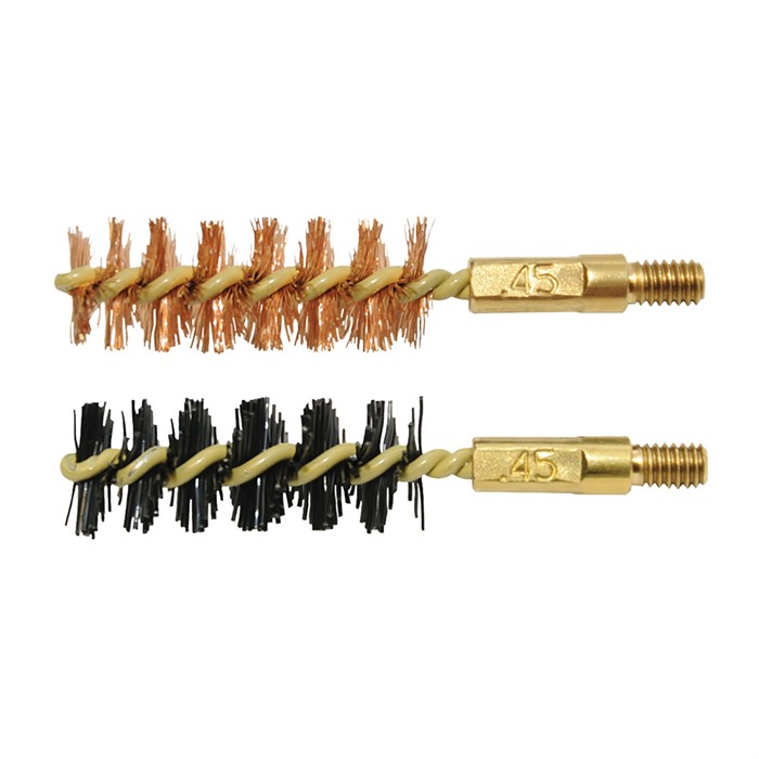 Otis FG345NB Bore Brush Set  44 Mag/458/45/460/450/454 Cal 8-32" Thread 2" Long Bronze/Nylon Bristles 2 Per Pkg