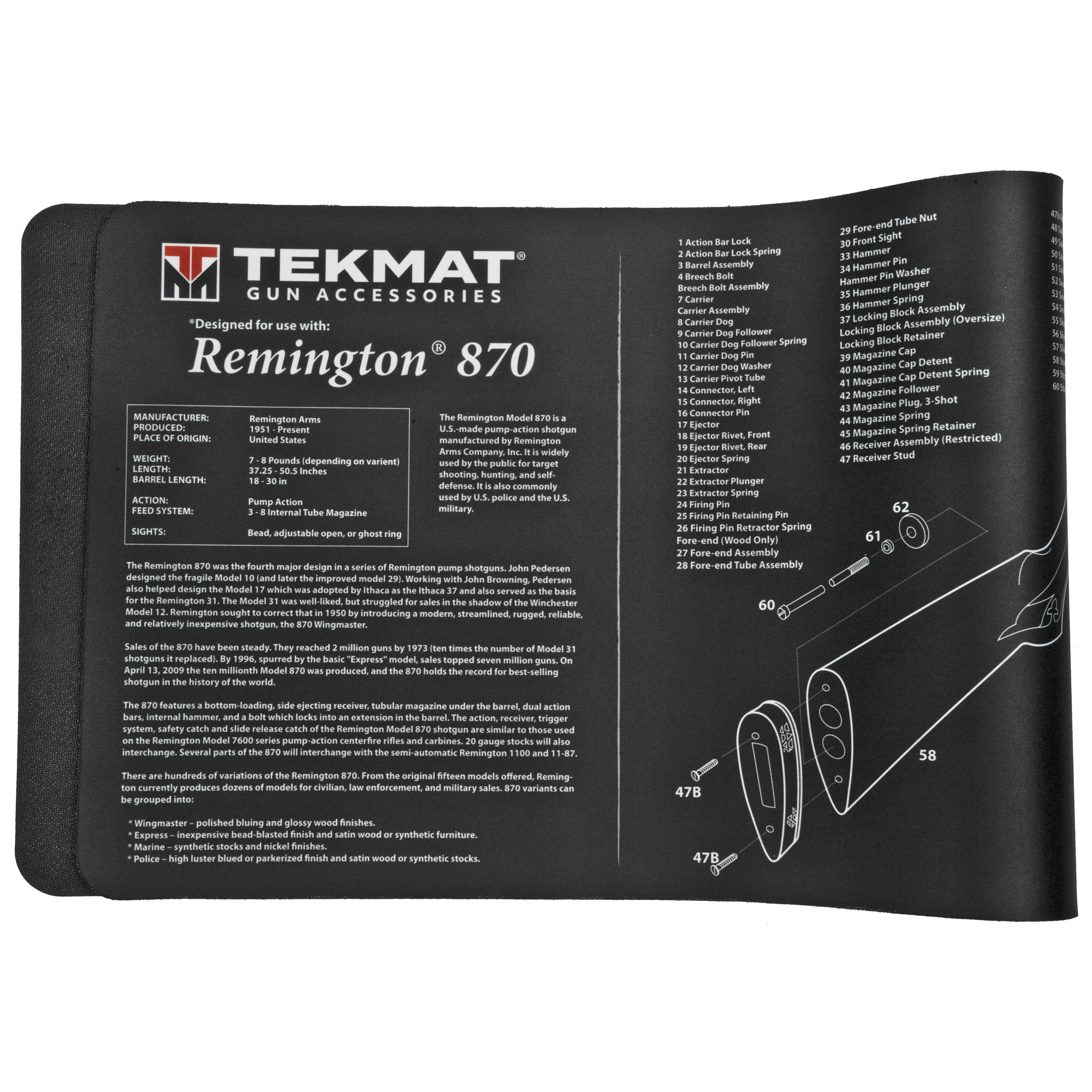 TekMat 12x36 Gun Cleaning Mat - Remington 870