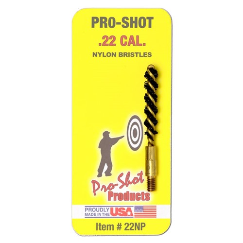 Pro-Shot 22NP Bore Brush  .22 Cal Pistol #8-32 Thread Nylon Bristles Brass Core
