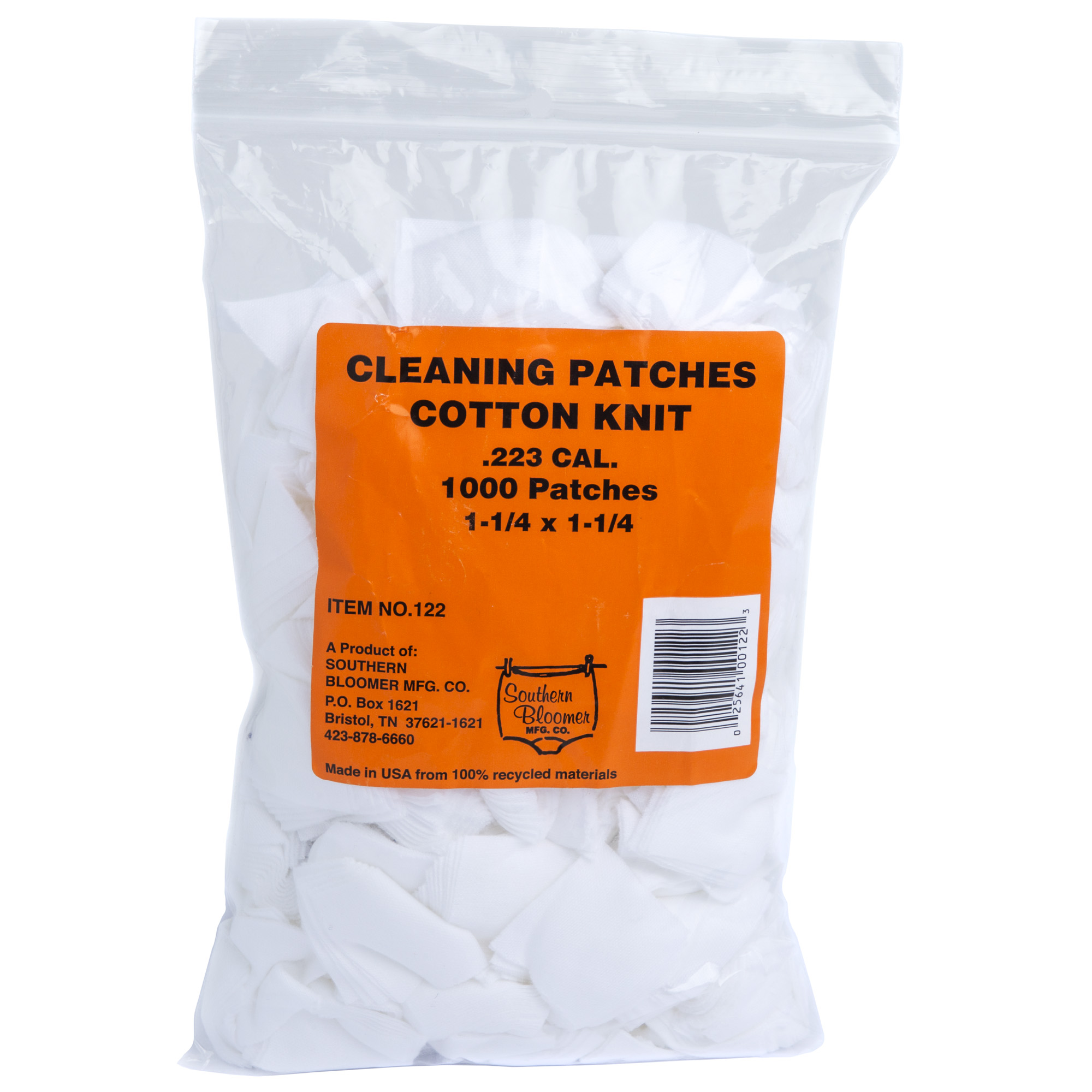 Southern Bloomer 122 Cleaning Patches  223 Rem,5.56x45mm NATO Cotton 1000 Per Bag