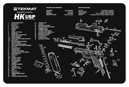 TekMat TEKR17HKUSP HK USP Cleaning Mat HK USP Parts Diagram 11" x 17"
