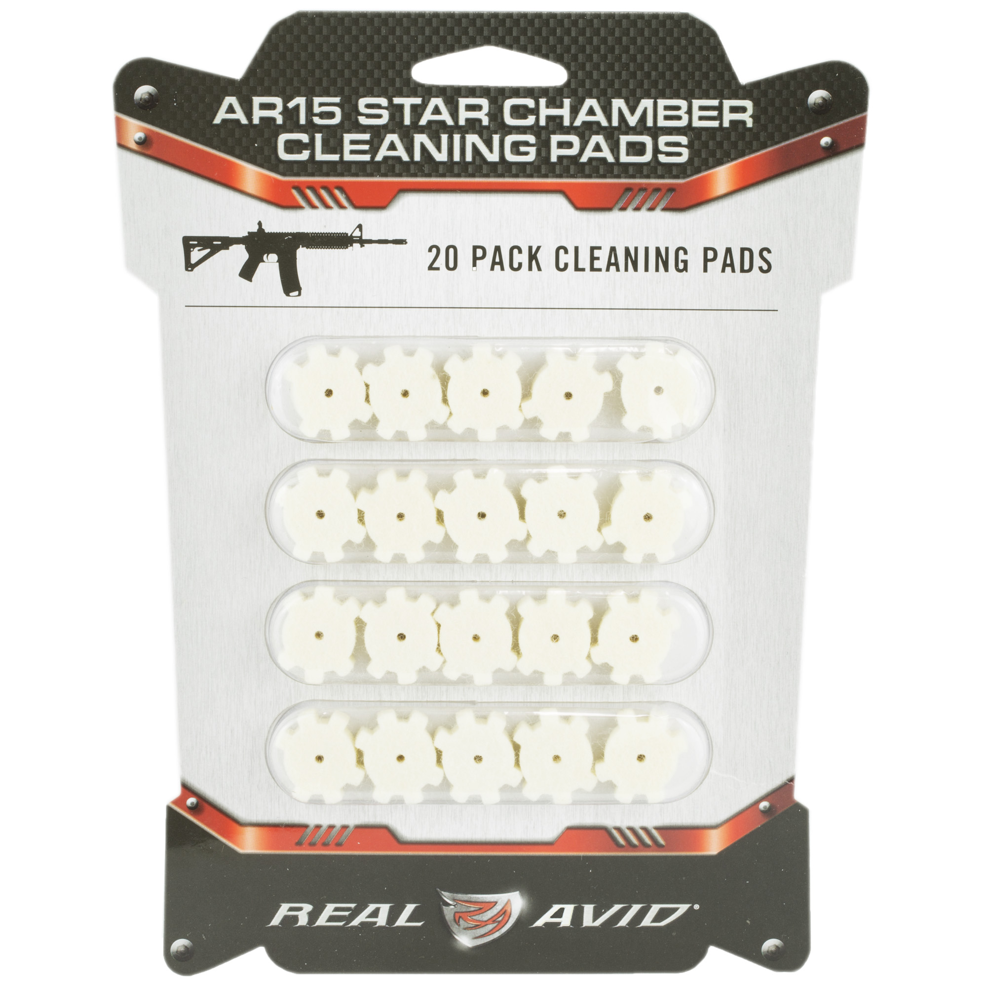 Real Avid AVAR15CP Star Chamber Cleaning Pads 223 Rem 5.56 NATO Wool 20 Pack