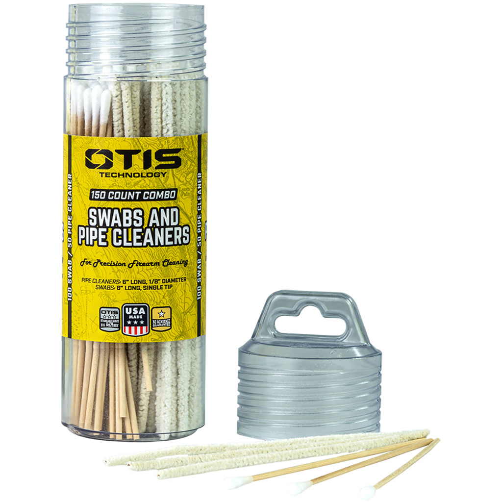 Otis FG241857 Swabs & Pipe Cleaners Combo Pack Cotton/Wood 6" Long 100 Swabs/50 Pipe Cleaners Includes Reusable Storage Tube