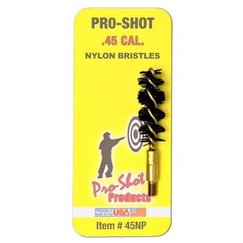 Pro-Shot 45NP Bore Brush  .45 Cal Pistol #8-32 Thread Nylon Bristles Brass Core