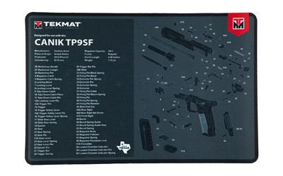 TekMat TEKR17CANIKTP9SF Canik TP9SF Cleaning Mat Black/Gray Thermoplastic Fiber Top w/Vulcanized Rubber Back 17" Long