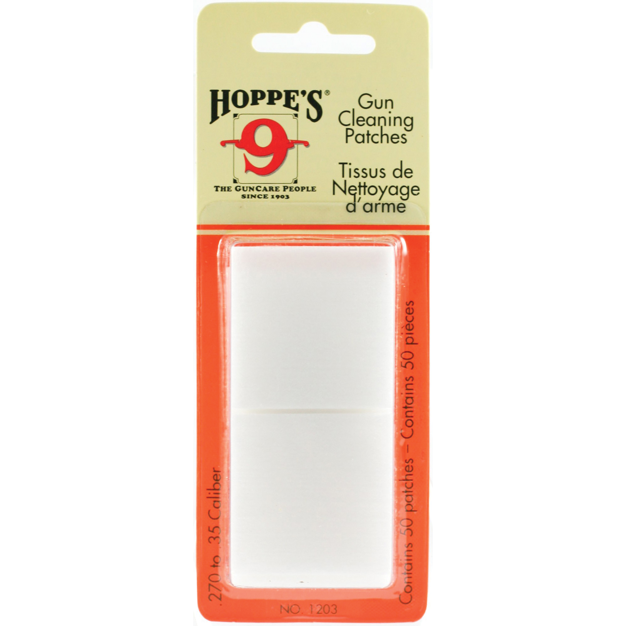 Hoppe's 1203 Gun Cleaning Patches  #3 270-35 Cal Synthetic 50 Per Pack