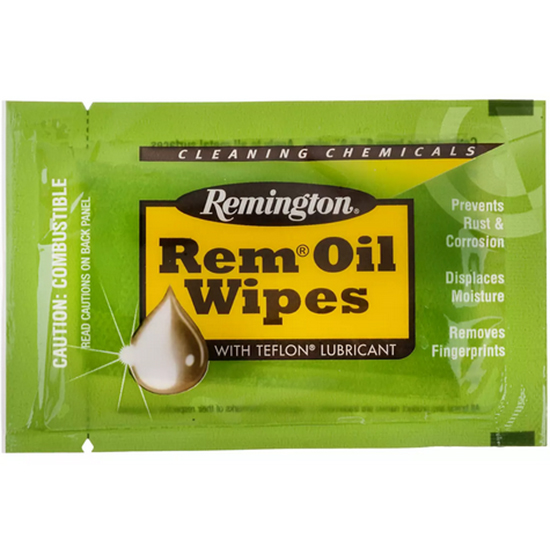 Remington Rem Oil Wipes 6x8 Case of 100 Cleans Lubricates Protects