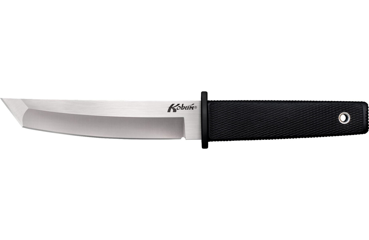 Cold Steel CS17T Kobun  5.50" Fixed Tanto Plain AUS-8A SS Blade/Black Deep Checkered Kray-Ex Handle Includes Belt Clip/Sheath