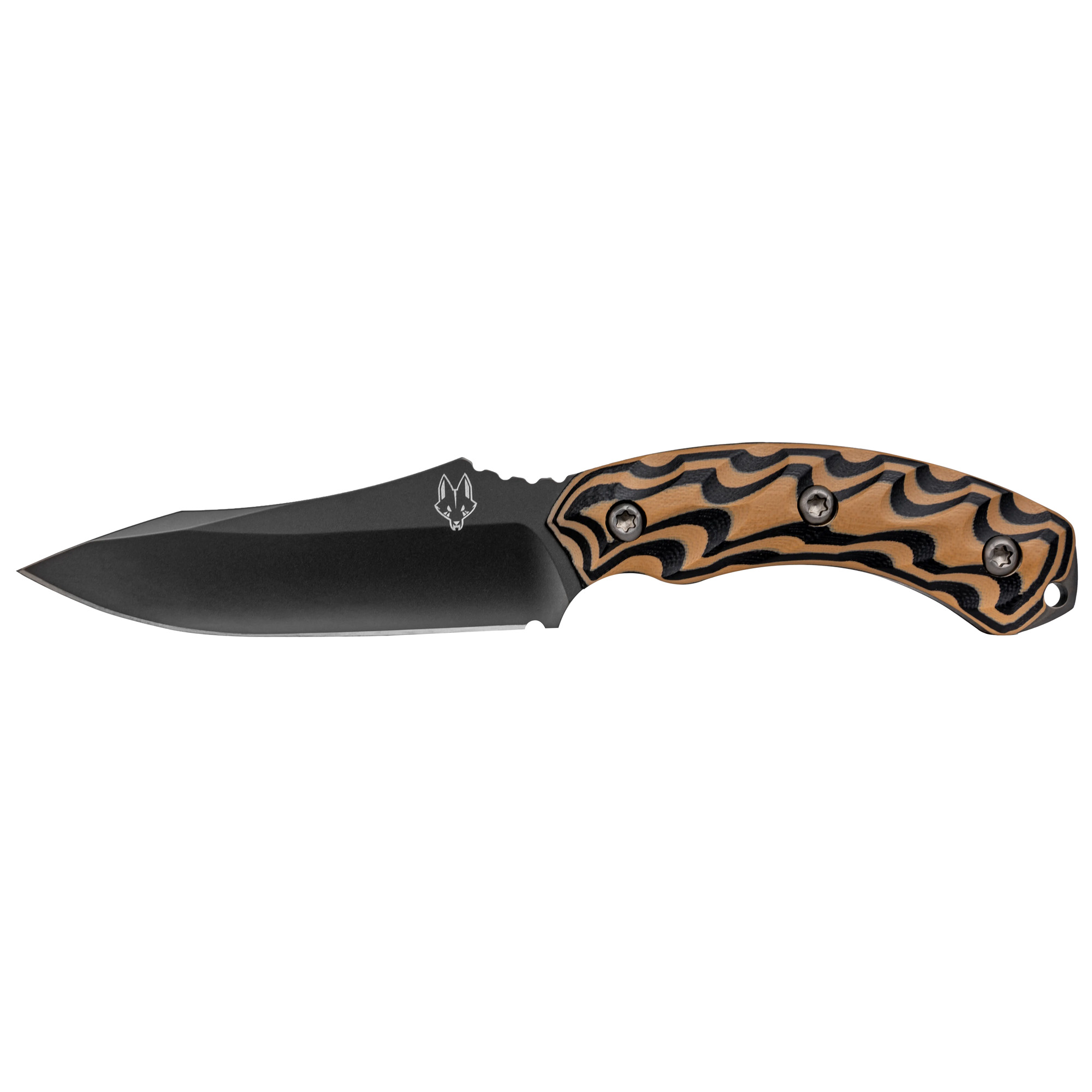 Southern Grind Jackal Fixed Blade Knife 4.75 in. Black Blade w/ Black/Tan Handle