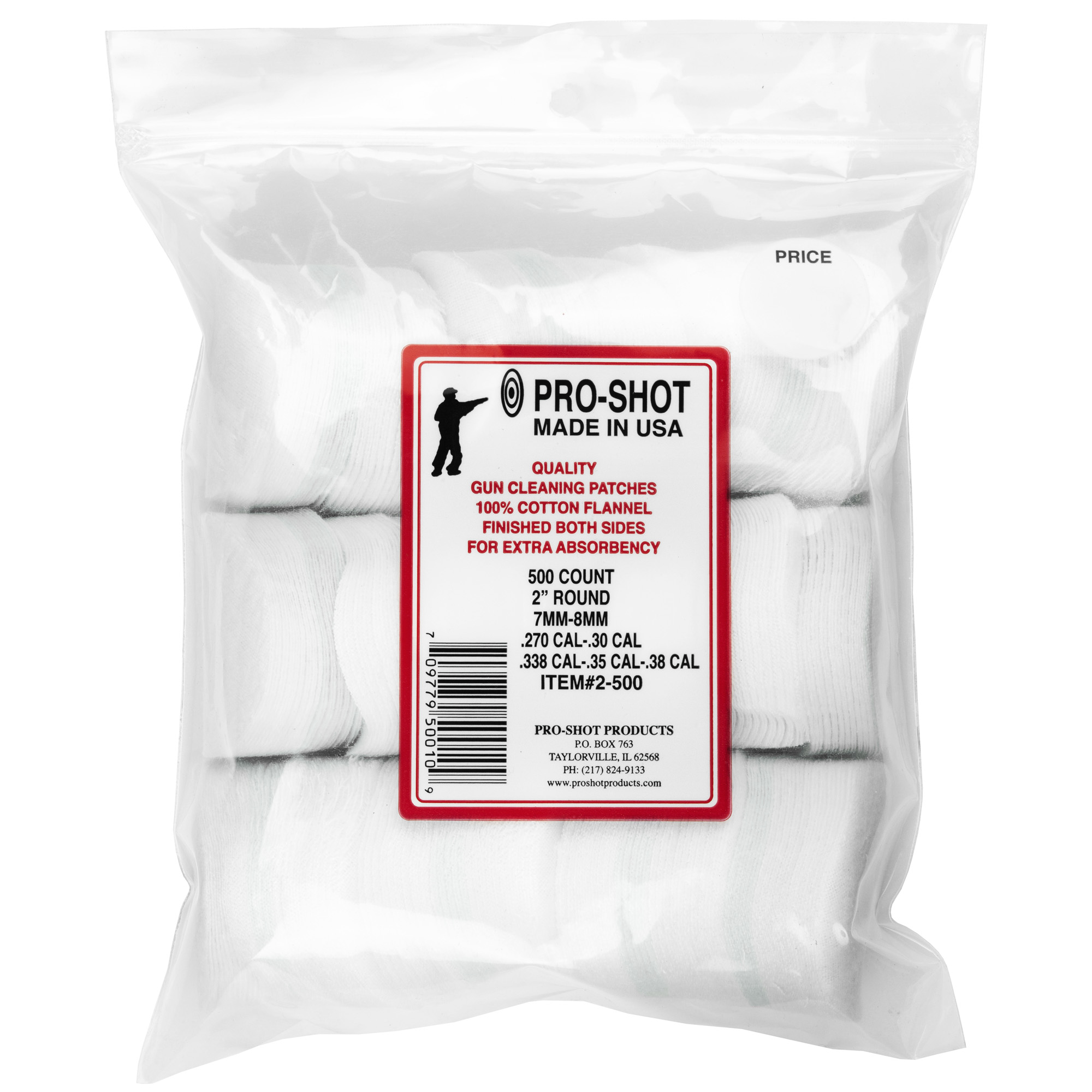 Pro-Shot 2" Round 100% Cotton Patches 500/ct