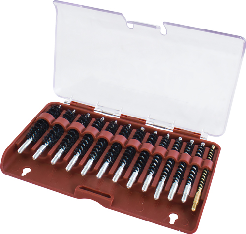 Tipton 615333 Bore Brush Set  .17-.45 Cal Rifle Firearm 8-32/5-40 Thread Stainless Steel Nylon Bristles Bronze Includes Storage Box