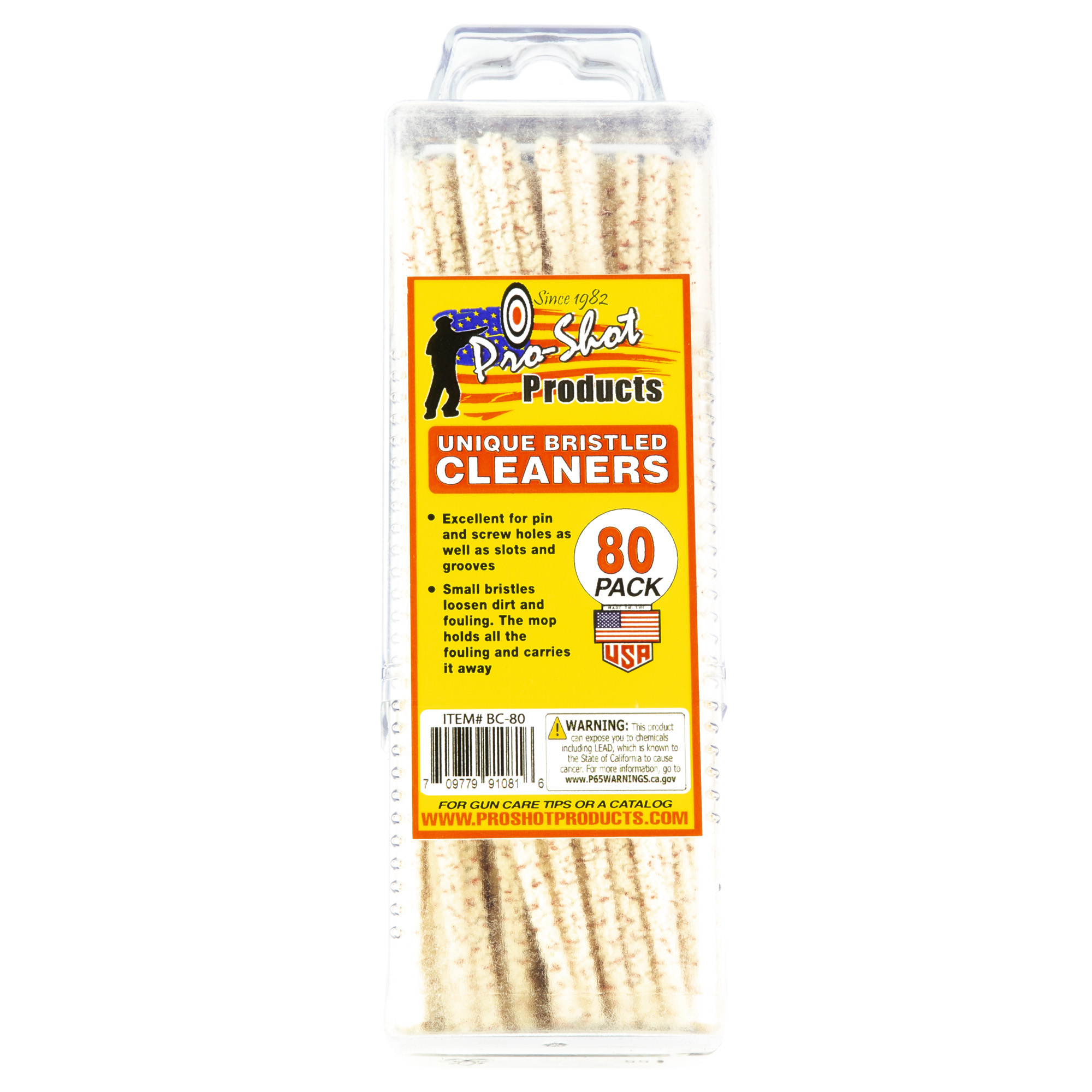 Pro-Shot  Brush Bristled Cleaners 6" Cotton/Bronze Bristles 80 Pk