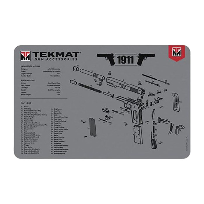 TekMat TEKR171911GY 1911 Cleaning Mat 1911 Parts Diagram 11" x 17"