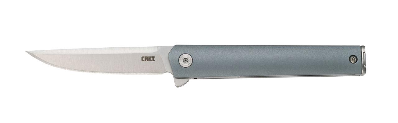 CRKT 7095 CEO  Compact 2.61" Folding Plain Satin 4116 SS Blade, Blue GRN Handle, Includes Pocket Clip