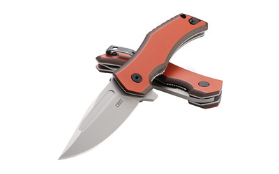 CRKT 2372 Fawkes  2.74" Folding Clip Point Plain Bead Blasted 4116 Stainless Steel Blade/ Black/Orange G10 Handle Includes Pocket Clip