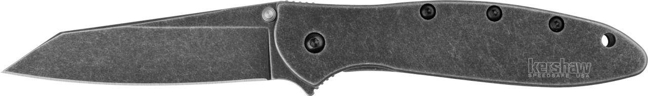 Kershaw 1660RBW Leek Random EDC 3" Folding Reverse Tanto Plain Black Oxide Blackwash 14C28N Steel Blade, Blackwash Stainless Steel Handle