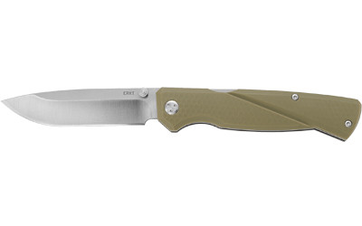 CRKT 6434 Kova  3.50" Folding Drop Point Plain Satin 8Cr13MoV SS Blade/OD Green GRN Handle Includes Pocket Clip