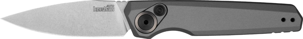 Kershaw 7551 Launch 18 Automatic 2.79" Folding Spear Point Plain Stonewashed CPM 154 SS Blade, Gray Anodized w/Black Oxide Hardware Aluminum Handle, Includes Pocket Clip