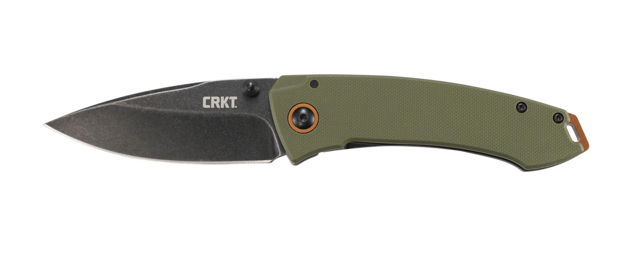 CRKT 2520 Tuna  3.22" Folding Plain Stonewashed 8Cr14MoV SS Blade Black/Green G10/SS Handle Includes Pocket Clip