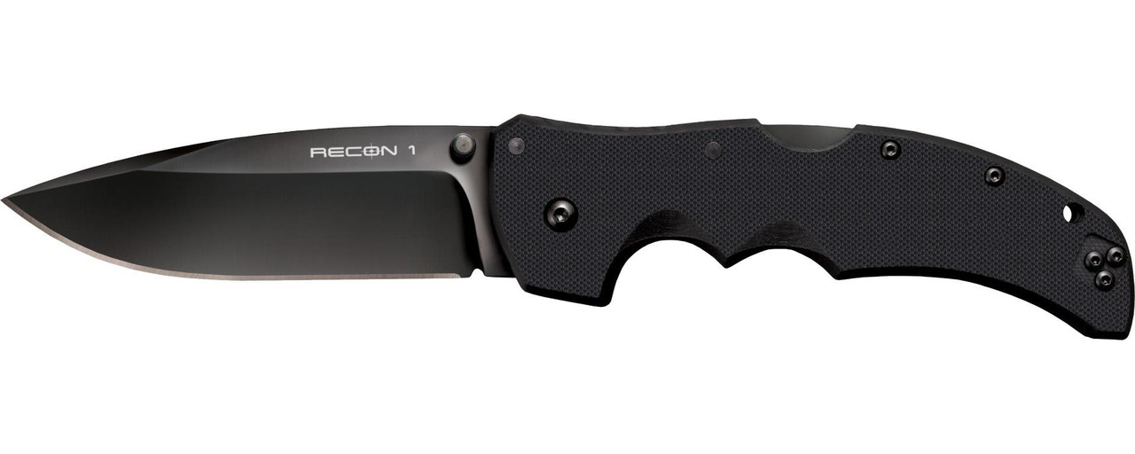 Cold Steel CS27BS Recon 1 4" Folding Spear Point Plain DLC Coated American S35VN Blade/Black G10 Handle Includes Pocket Clip