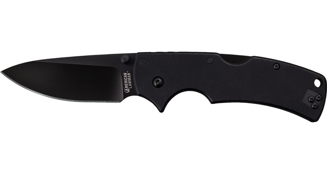 Cold Steel CS58B American Lawman 3.50" Folding Plain Drop Point Polished w/DLC Coating American S35VN Blade/Black Contoured G10 Handle