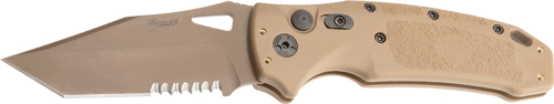 Hogue Knife Sig Sauer K320A M17 Automatic Tanto Coyote Tan - 3.5" Partial Serrated Coyote PVD