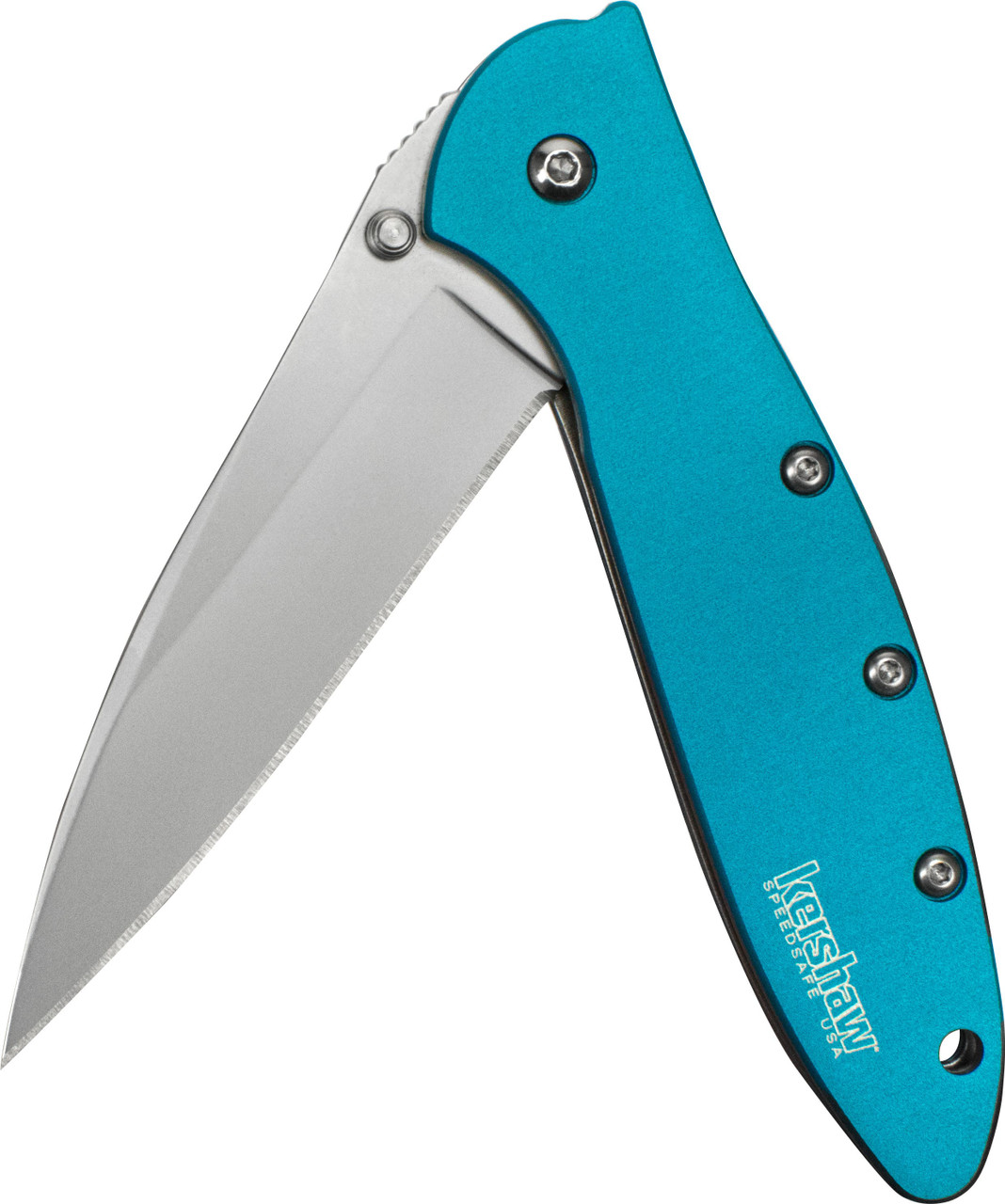 Kershaw 1660TEAL Leek  3" Folding Drop Point Plain Bead Blasted 14C28N Steel Blade Teal Anodized Aluminum Handle Includes Pocket Clip